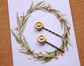 Demeter // sunflower hair bobbies, set of 2