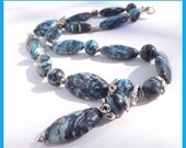ON SALE Blue Jasper Necklace, Bold, Silver Accents, Mothers Day by Lyrisgems, Handmade