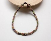 Colorful knitted necklace with wooden beads, black orange purple chartreuse, OOAK