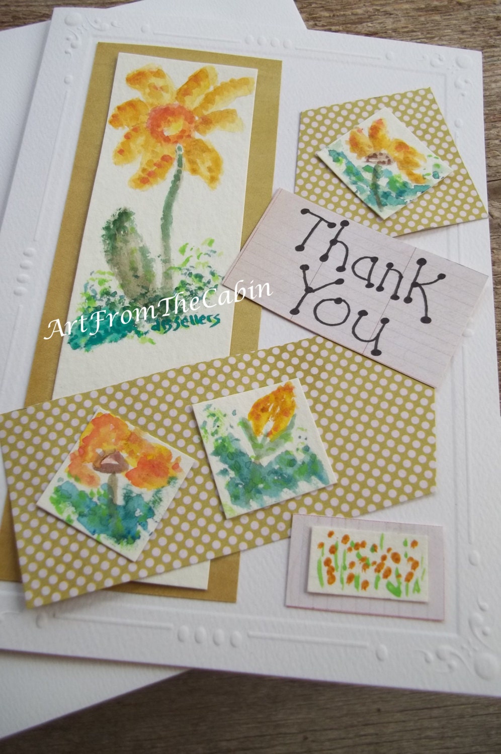 Thank you greeting card - Thank you greetings - Thank you watercolor card - greetings inside the card - Your kindness touched my heart
