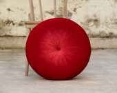 Red silk velvet 24" round floor/decorative pillow