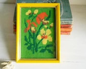 Flower Needlepoint Art Flower Power - MOD Midcentury Hippie BOHO Groovy Retro Mad Men - Needlework -1960's-70's