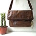 Vegan messenger bag,fold over crossbody, FAUX LEATHER, faux suede in chocolate brown,slouch handbag. Adjustable strap. Large size.