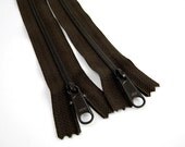 14 Inch Brown YKK Zippers Long Pull Pair of 2