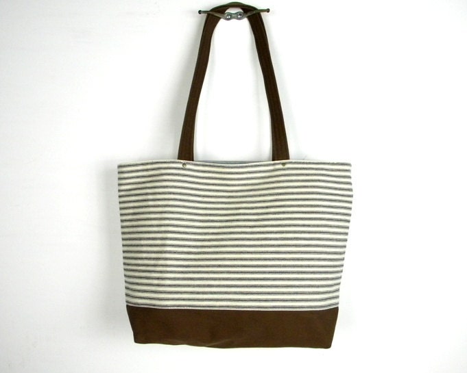 Ticking Stripe Tote Bag