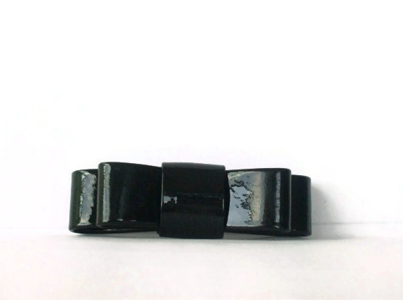Black Patent leather Bow Shoe Clips