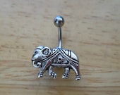 Belly button ring - Silver Elephant Belly Button Ring