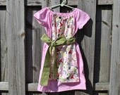 The Caroline Dress. pink on pink chevron apron peasant dress with sash