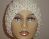 Knit Hat  Ivory.Lace.Sparkle. Cable.New  item.Spring/Winter.