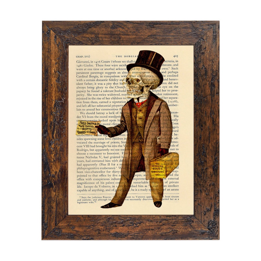 Undead Doc from The Anitkamnia Calendar circa 1899 on an Unframed Upcycled Bookpage