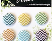 Summer Brights Chevron Collection Flair - 6 x 1" Flatback Button Badges - Scrapbooking/Cardmaking
