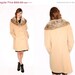 SUMMER SALE Mod Peacoat- Vintage Double Breasted Beige with Real Fur Shawl Collar