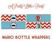 Mario Bottle Wrappers - Super Mario - Mario Bros - Party Supplies-INSTANT DOWNLOAD