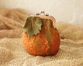 Little pumpkin, hand felted purse for cosmetics, Iphone or money - MADE TO ORDER