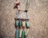 silver and roman glass bead necklace
