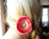 Ombre Flower Hair Clip, Orange Peach Pink Neon Faded Fabric Hair Accessories, Brooch Pin, Teen Girls, Summer