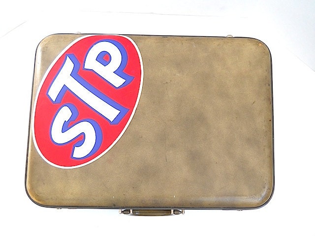 Vintage Girly Kitsch Suitcase, STP Motor Oil Custom Suitcase, Valentines Day Gift For WIfe Girlfriend, Pink Camper Luggage