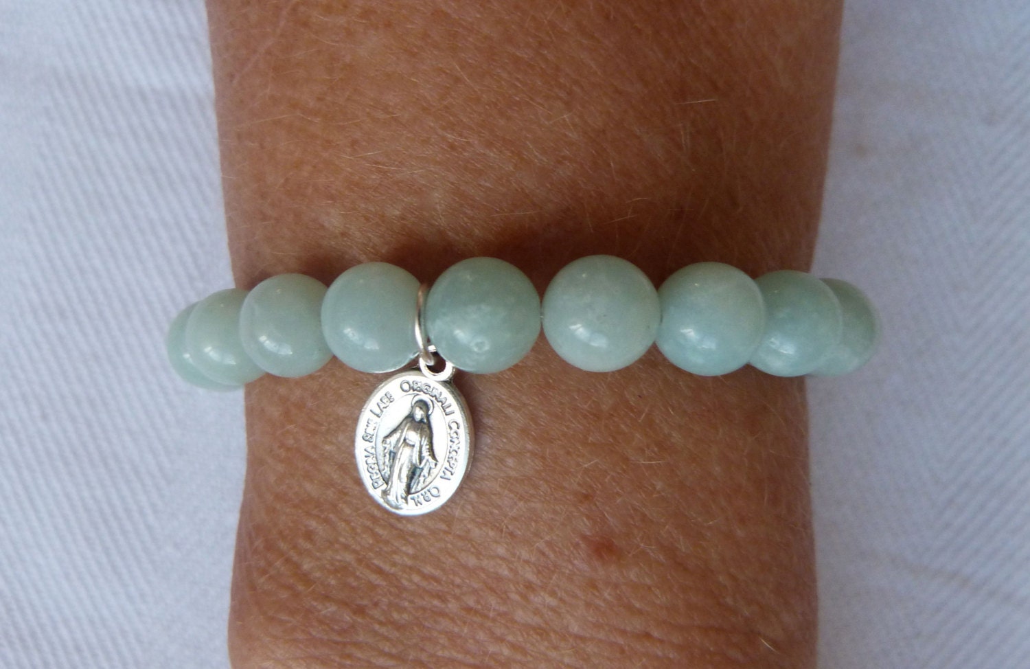 beachcomber aqua green amazonite french antique charm bracelet