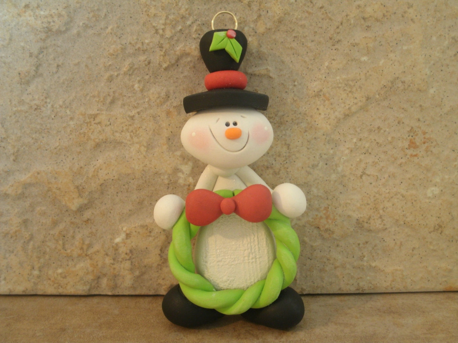 Snowman and Christmas Wreath Ornament