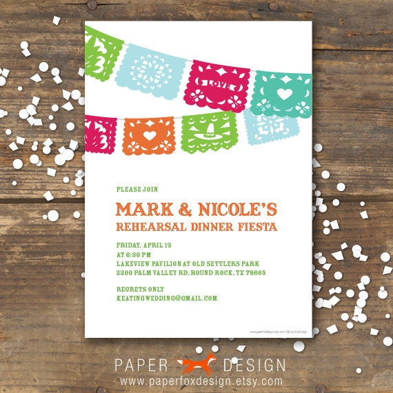 Rehearsal Dinner Invitation - Fiesta Wedding - DIY Printable - Papel Picados