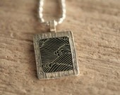 Wave Washi Paper Silver Necklace