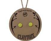 Lime Green Stud Earrings - Hypoallergenic - Surgical Steel Studs - Simple Green / Yellow Earrings - Polymer Clay / Resin - 6mm Circle