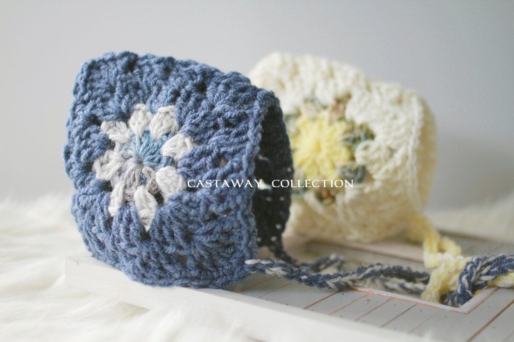 Newborn Bonnet: Newborn Photo Prop - Vintage Inspired Crochet Hat, Pixie Hat, Boy & Girl Photography Props