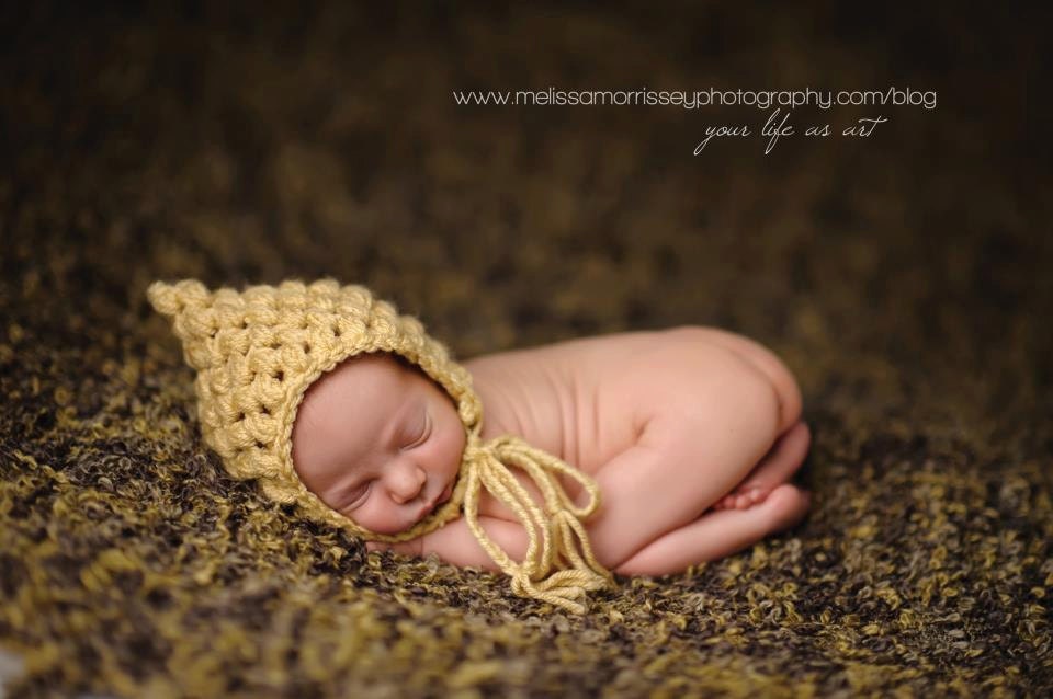 Newborn Bonnet: Newborn Photo Prop - Vintage Inspired Crochet Hat, Pixie Hat, Boy & Girl Photography Props