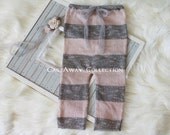 Newborn Photo Prop: Newborn Upcycled Set - Newborn Romper, Pants, Tieback, Headband, Vintage Inspired Boy & Girl Photography Props