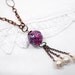 Pearl Lariat Necklace Handmade Beaded Jewelry Metallic Silver Pink Purple Women Boho Recycled Victorian Vintage Pearl