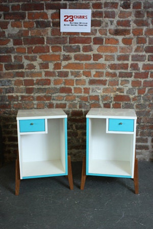 Upcycled Retro inspired bedside tables 50s 60s 70s