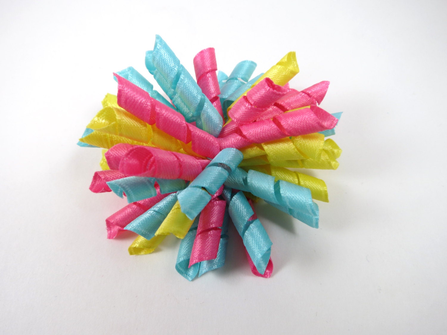Korker Hair Bow - Pastel Hair Bow - Pink Yellow and Blue Hair Bow - Small Korker Hair Clip - Spring Hair Bow