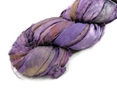 Recycled Sari Silk Ribbon Yarn, Sari Ribbon, Amethyst