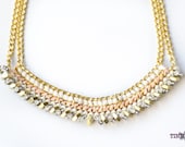 TINNLILY Peach Statement Bib Necklace
