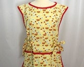Yellow Cobbler Apron Smock Apron Over the Head Apron with Watermelon and Strawberries - Camelot Cottons Forest Friends