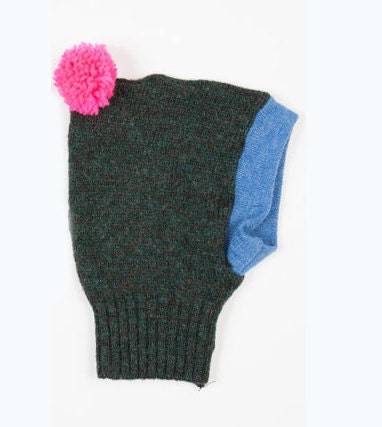 Newborn Baby Hat Snood Balaclava in Upcycled Wool 0-3m