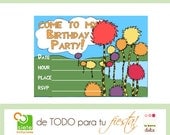 The Lorax Dr. Seuss PARTY fillable invitation PRINTABLES Truffula tree Cat in the hat Horton The Who