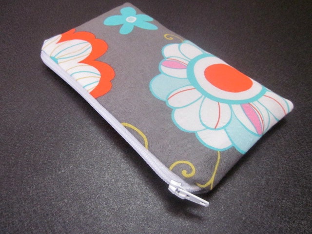 Coin Purse, Credit Card Holder, Cosmetic, gadget, Zipper Pouch,  retro flower