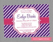 Printable Lingerie Shower Invitation - Shower Themed Diagonal Stripe Invite - Colors and Text Customizable Il_170x135