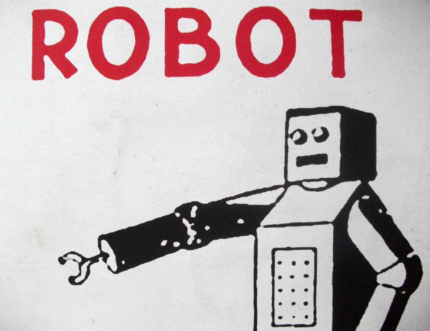 Pull Down Educational Chart Vintage Style Wall Hanging Canvas Poster Print with Stained Wood Trim - Are You A Robot (17"x25")