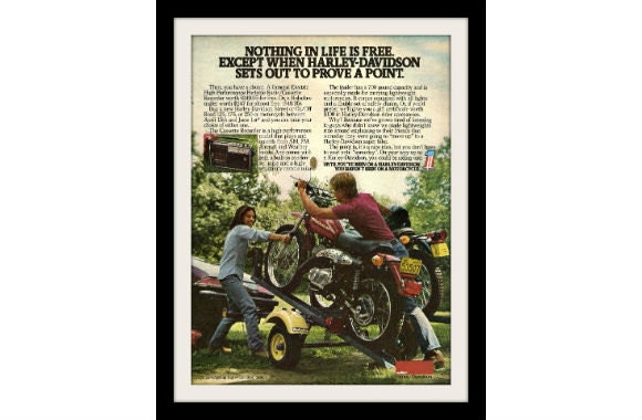 HARLEY DAVIDSON Motorcycle Photo Ad "Enduro"  Vintage Advertising Wall Art Decor Print