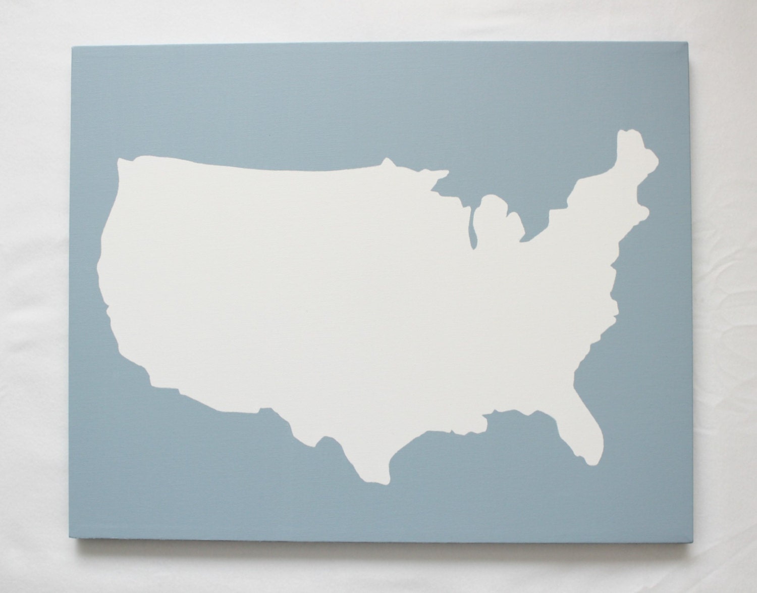 United States DIY Customize Map -16X20 Canvas Acrylic Painting, Wall Art, Decor Winter Blue