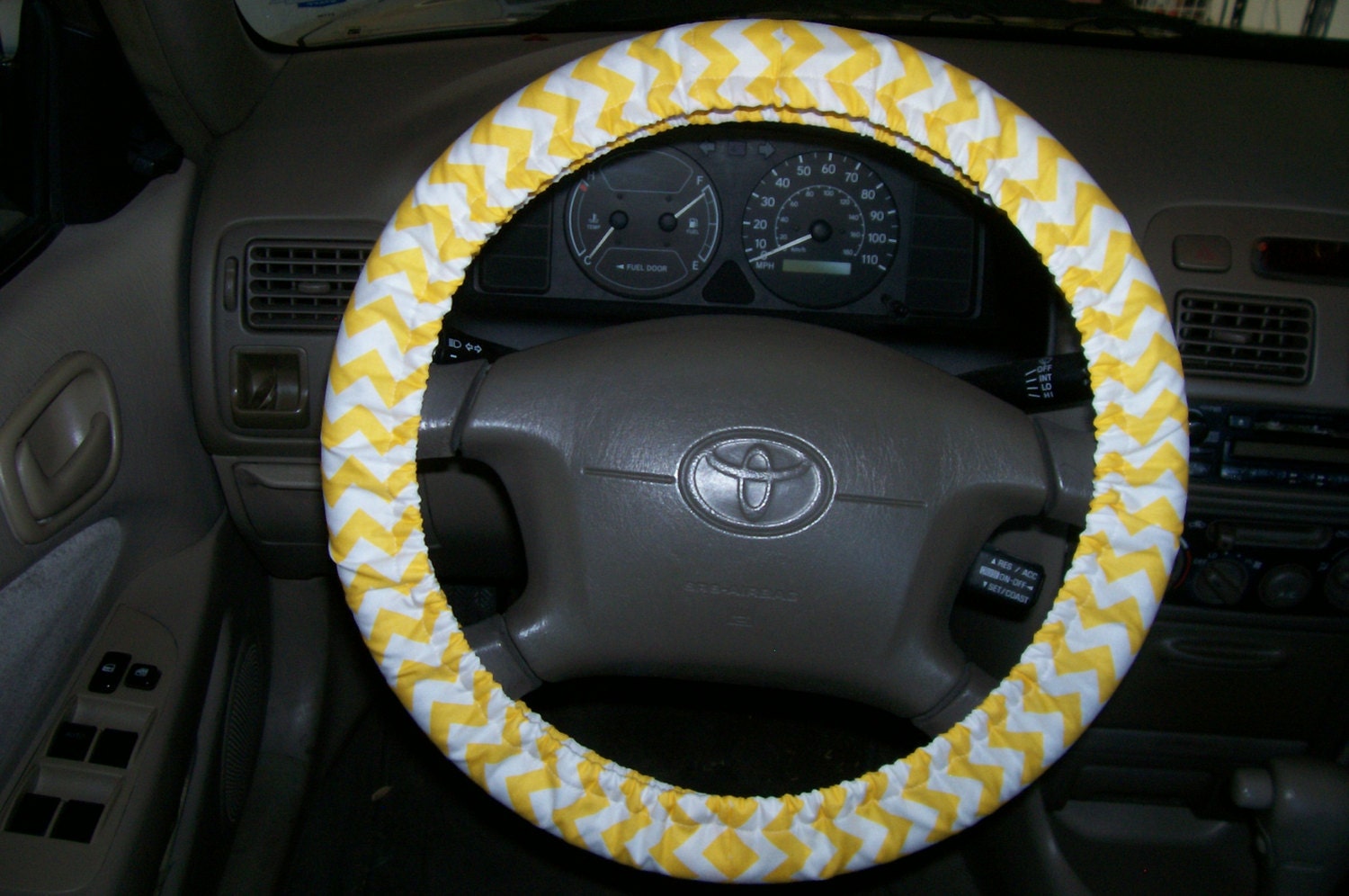Yellow Chevron Steering Wheel Cover