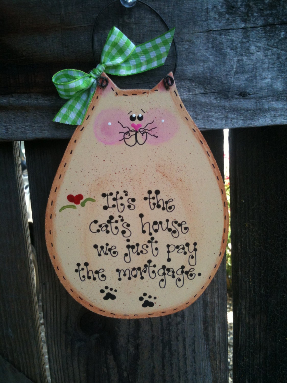 Cats house mortgage sign funny country wood crafts decor pet kitty kitten lovers meow wood craft