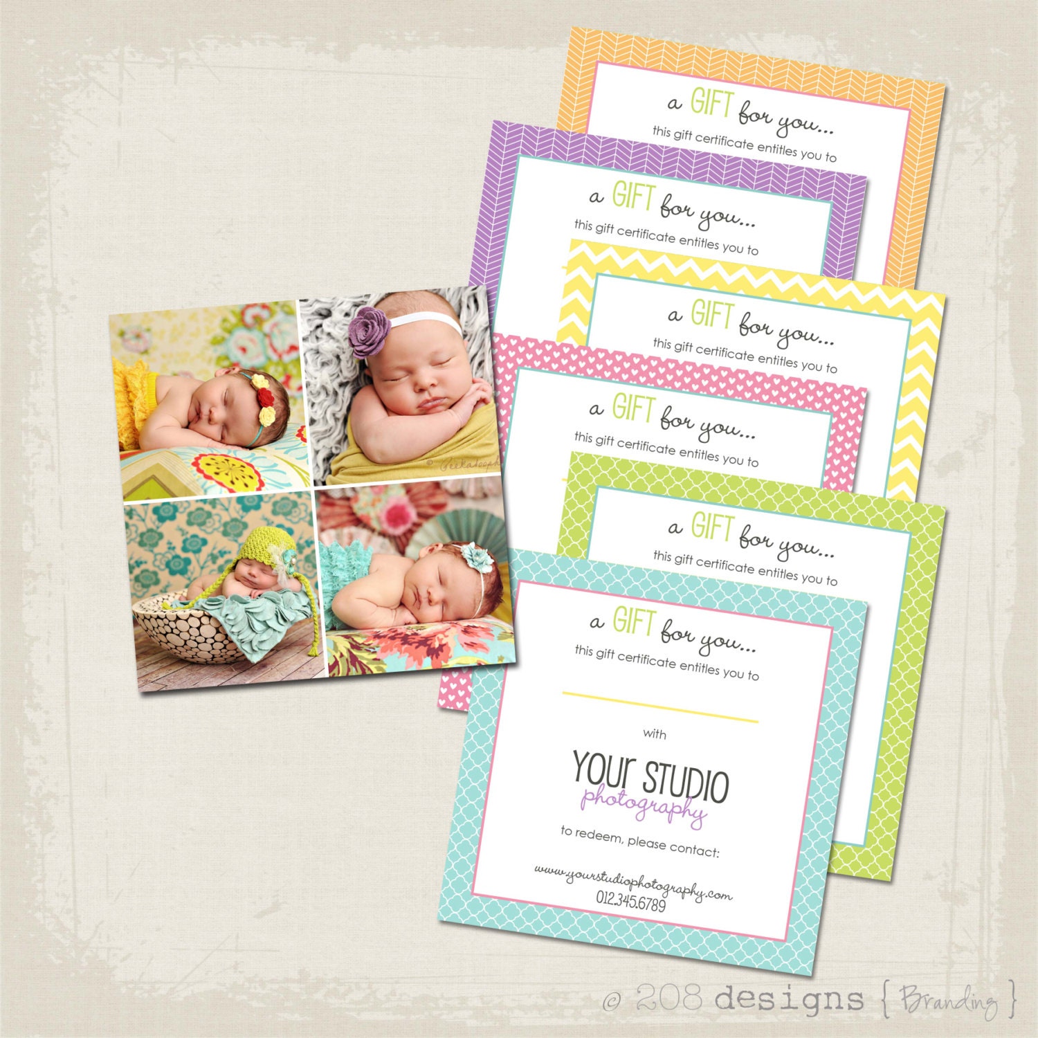 INSTANT DOWNLOAD - Photography Gift Certificate Template for Professional Photographers - Ella Collection