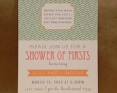 Bridal / Wedding / Bridesmaids / Bachelorette / Shower / Party / Printed Invitation / Chevron / Firsts / Stock the Bar Couples Design