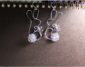 Rabbit Couple - Earrings, wire with crystal beads