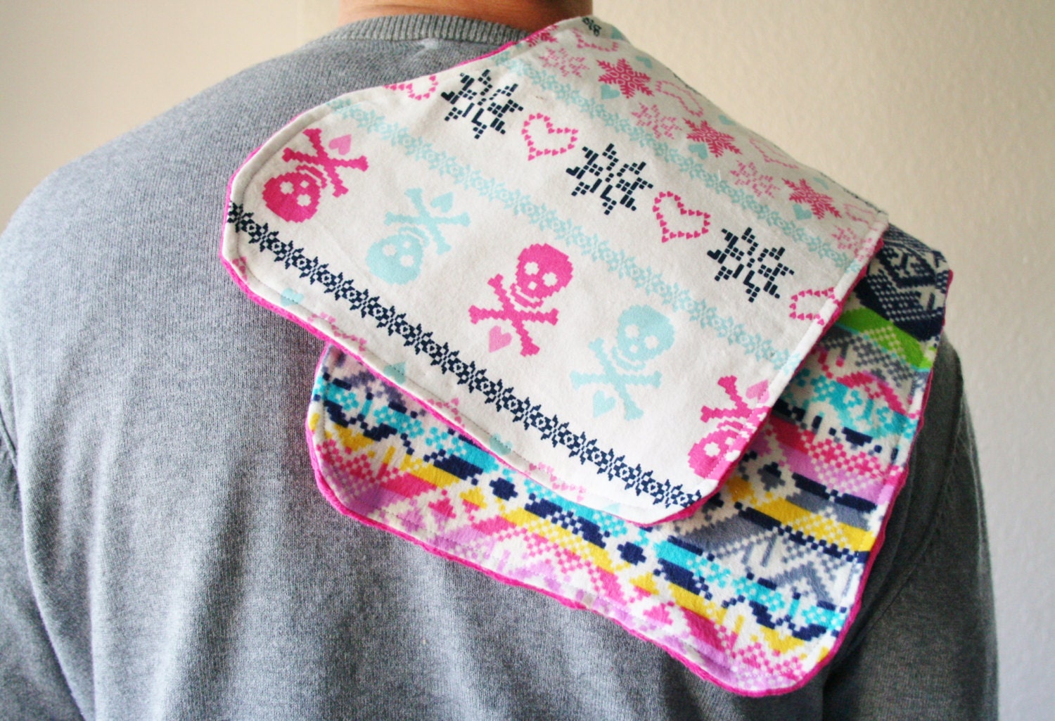Two Snowboarder Girl Burp Cloths
