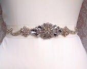 wedding bridal crystal sash belt, Miss Delphine crystal bridal sash belt