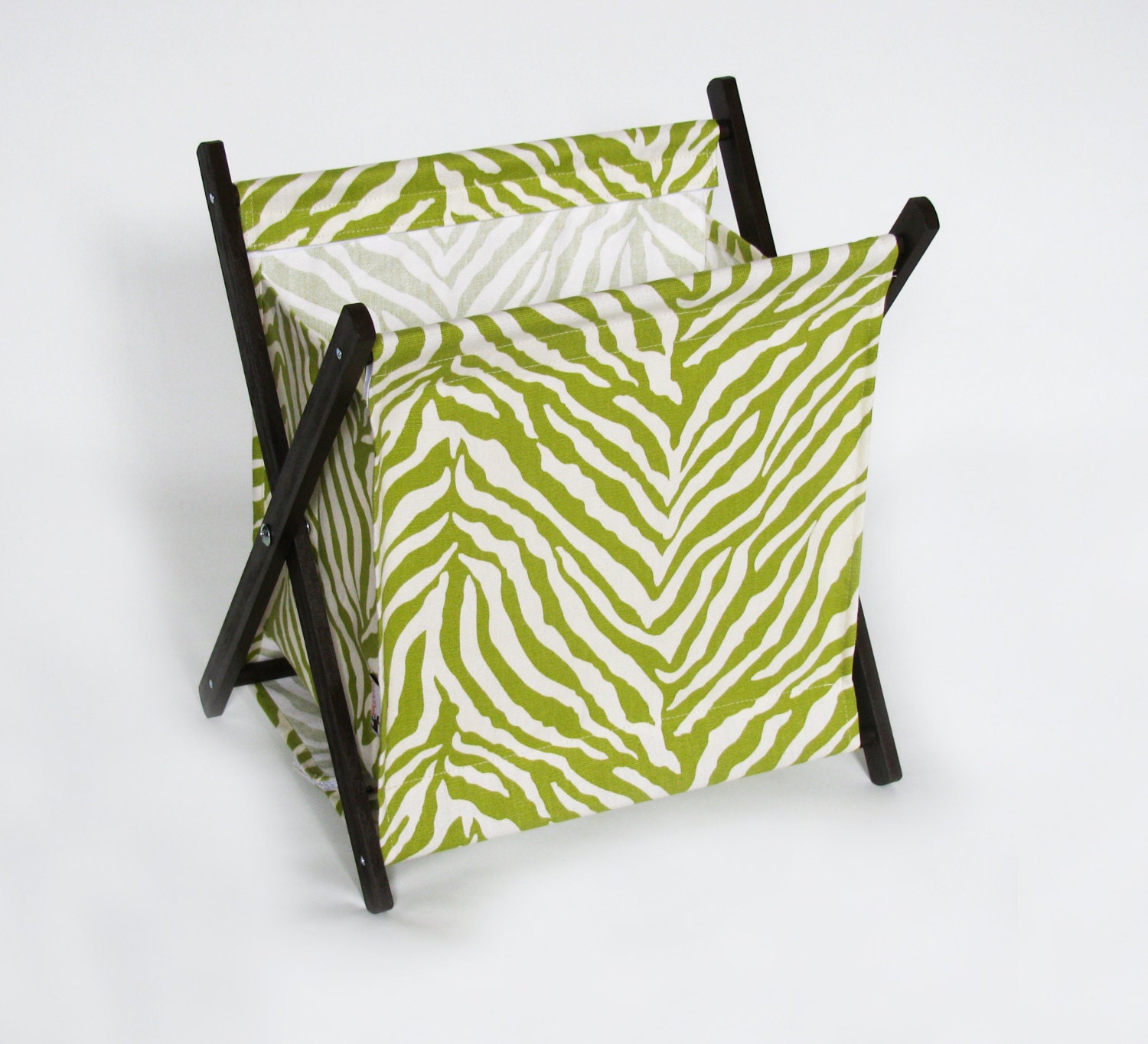 Green Zebra Print Pet Toy Hamper with frame